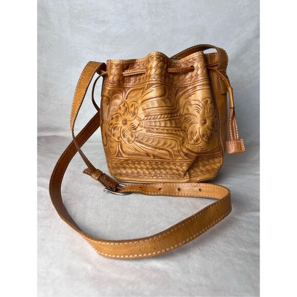 Vintage Style Tooled Leather Purse Boho Cottagecore - Picture 1 of 11